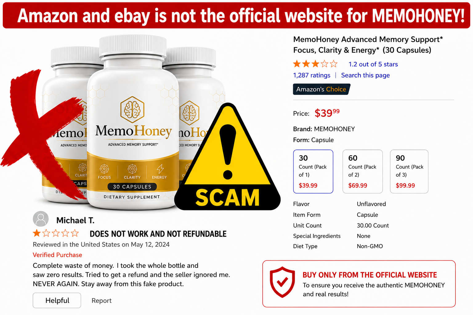 Amazon and eBay warning for MemoHoney